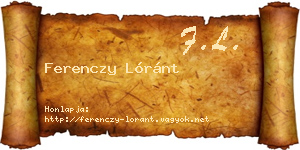 Ferenczy Lóránt névjegykártya
