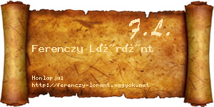 Ferenczy Lóránt névjegykártya
